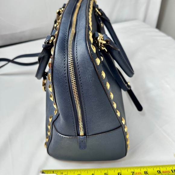 Michael Kors Large TZ SELMA STUD Satchel Bag NAVY Blue Saffiano Leather - Picture 11 of 12